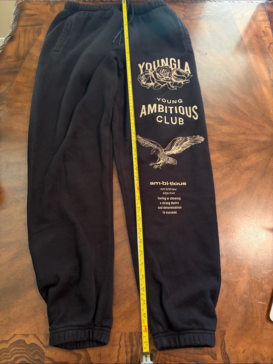 YoungLA Pants - YoungLA Black Sweatpants with Cream Graphic Print